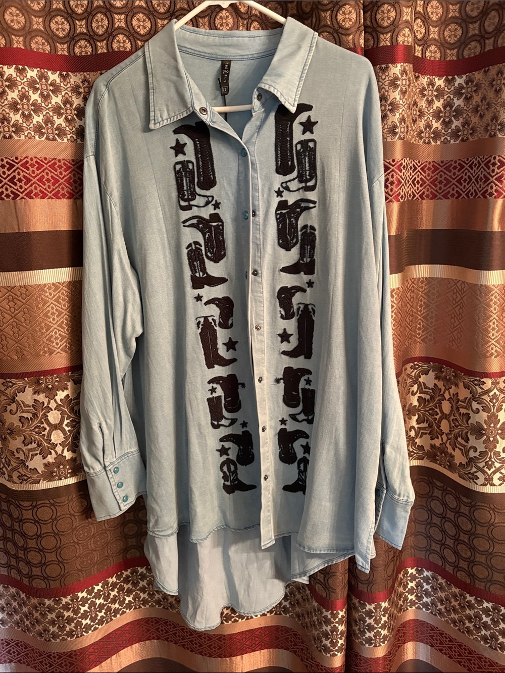 Light Blue Western-Print Women’s Shirt - from Two 2 Fly